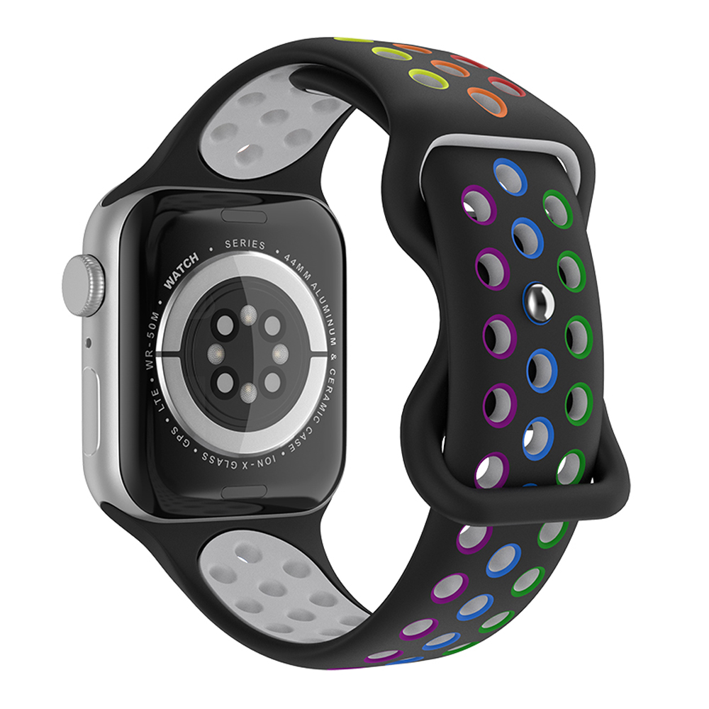 Sportarmband Dual-Color Apple Watch 41/40/38 mm (S/M) Svart/Rainbow