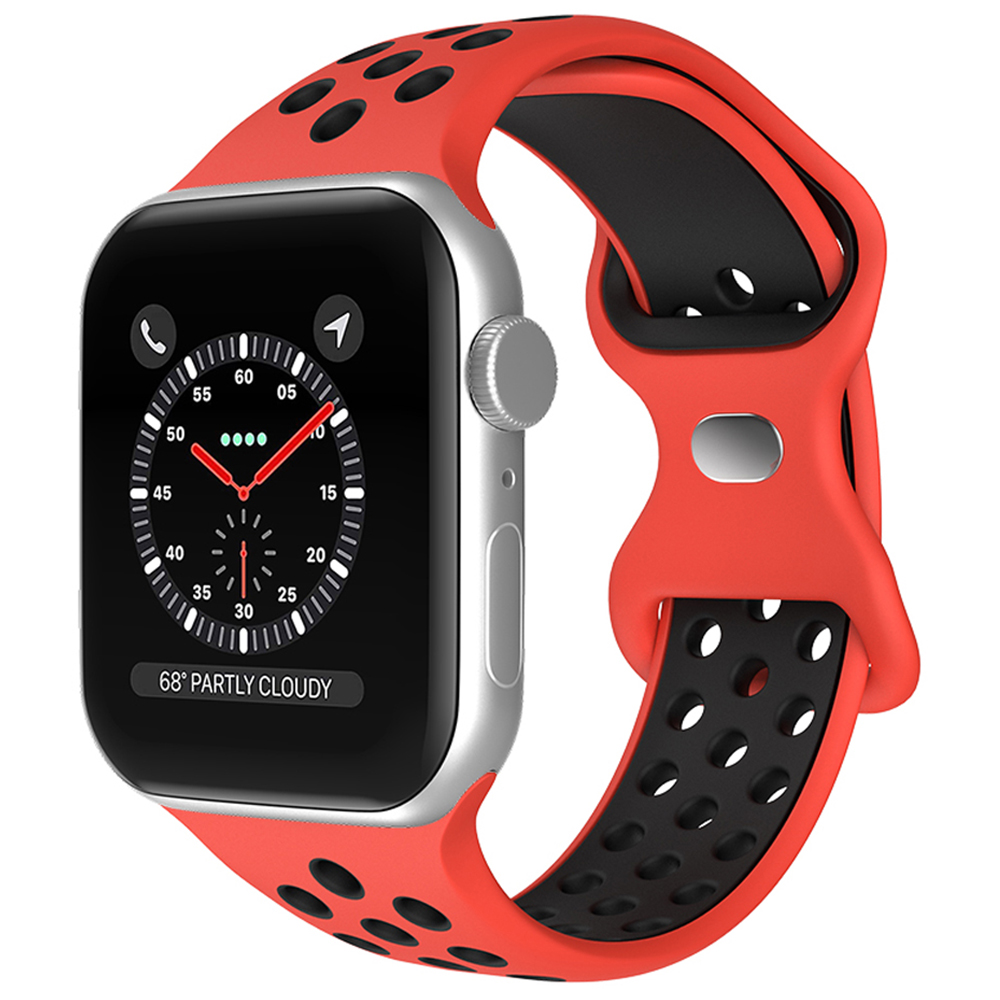 Sportarmband Dual-Color Apple Watch 42/44/45/49 mm (M/L) Rd/Svart