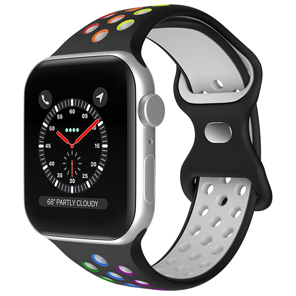 Sportarmband Dual-Color Apple Watch 42/44/45/49 mm (M/L) Svart/Rainbow