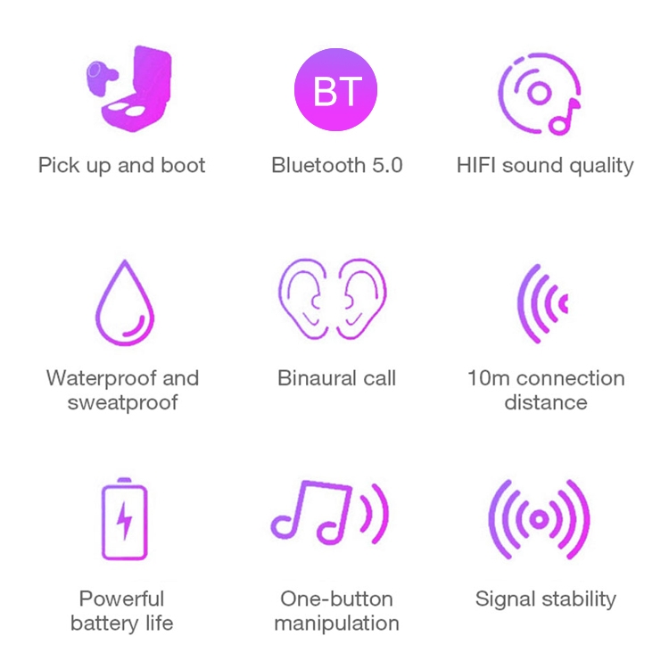 Trådlösa Vattentäta Bluetooth Hörlurar - Vit