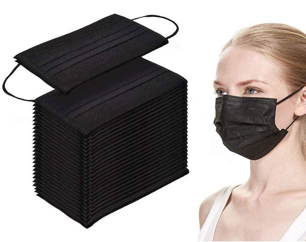 [1000-Pack] - 3-Lagers Munskydd - Svart