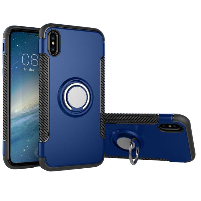 iPhone Xs Max - Armour Ring Skal - Mrk Bl