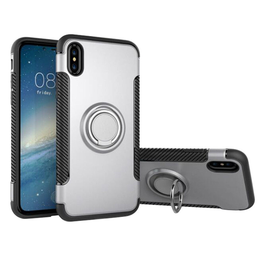 iPhone Xs Max - Armour Ring Skal - Silver