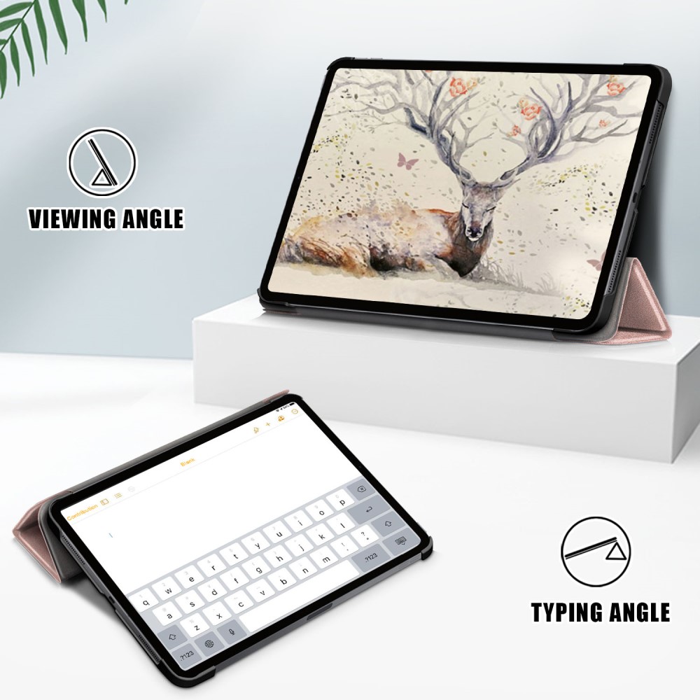 iPad Air 2020/2022 Fodral Tri-Fold Litchi Rosguld