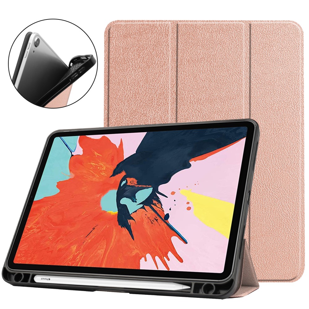 iPad Air 2020/2022 Fodral Tri-Fold Litchi Rosguld