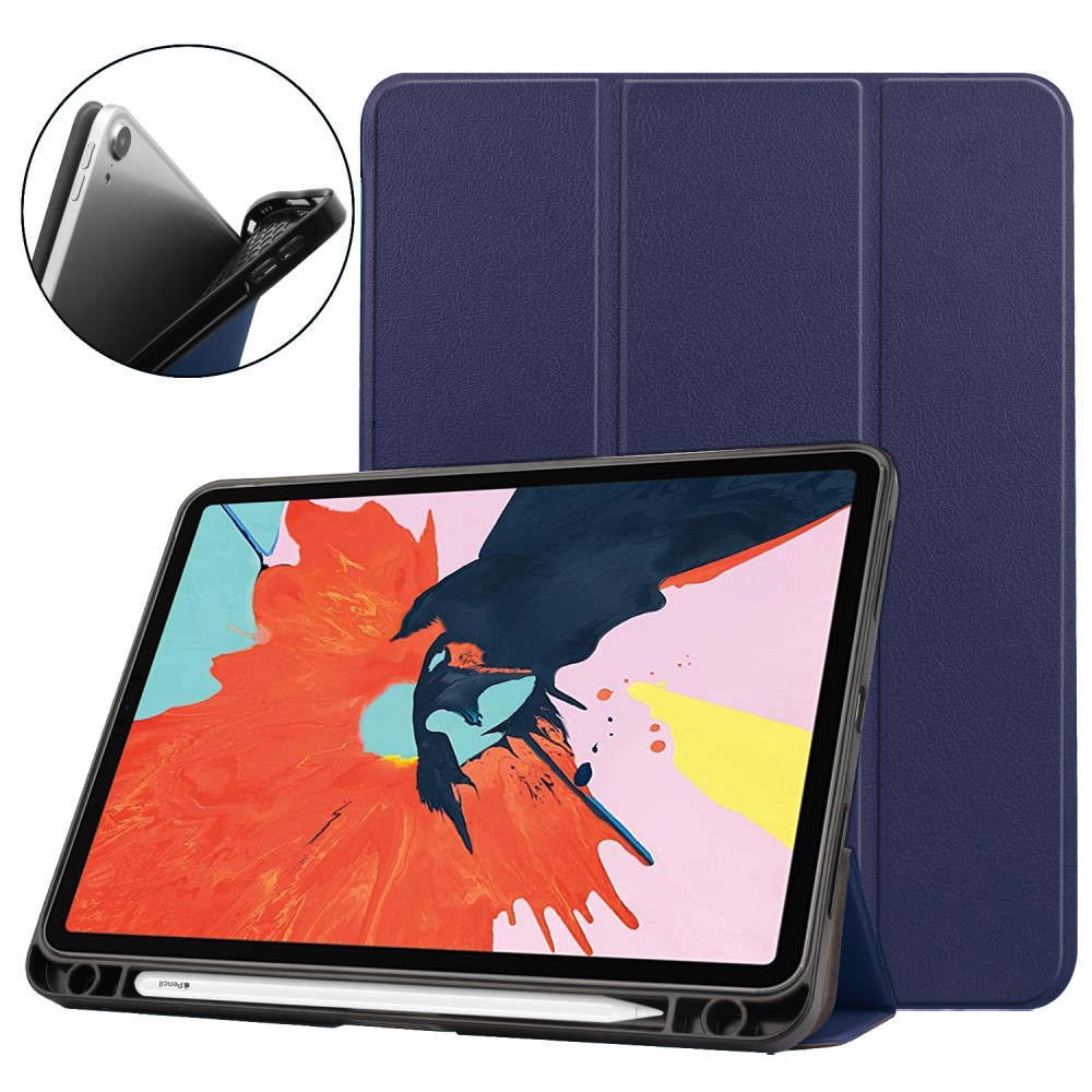 iPad Air 2020/2022 Fodral Tri-Fold Litchi Mrk Bl