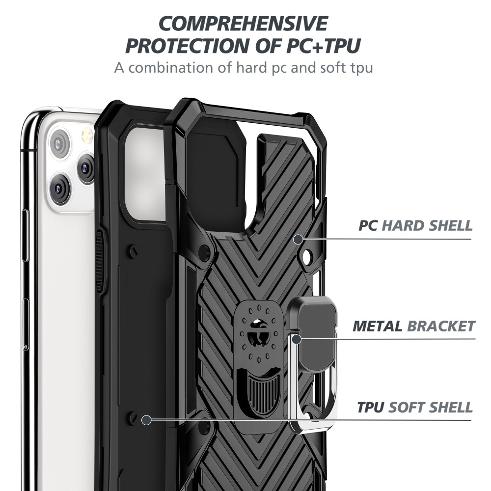 iPhone 12 / 12 Pro - Shockproof Tyre Ring Skal - Svart