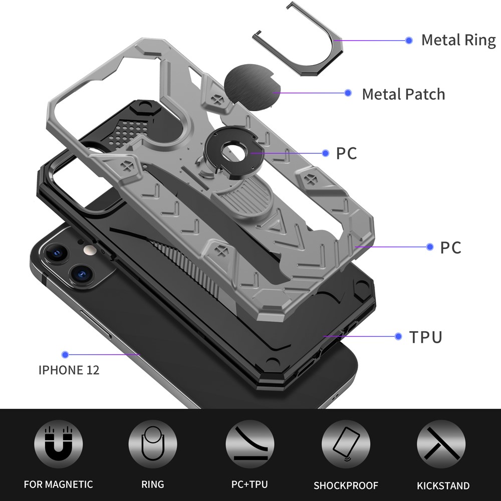 iPhone 12 / 12 Pro - Armor Ring Skal - Gr