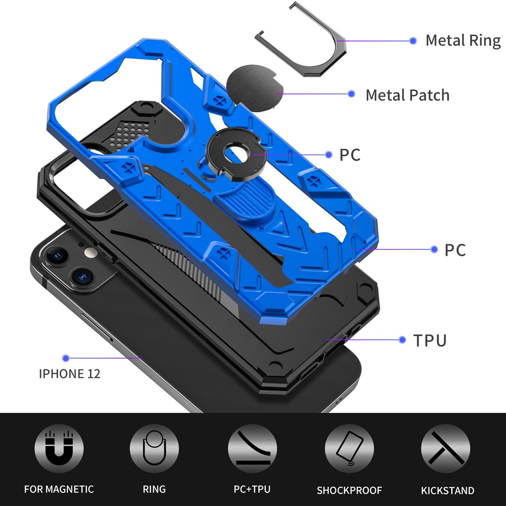 iPhone 12 / 12 Pro - Armor Ring Skal - Bl