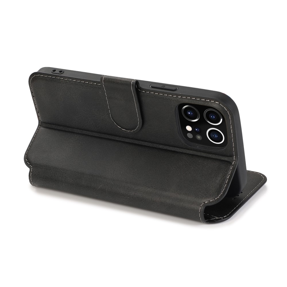 iPhone 12 Pro Max - Retro Plånboksfodral - Svart