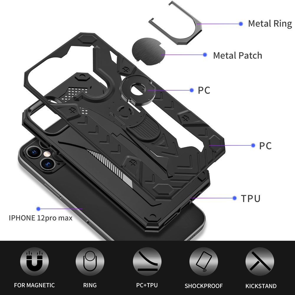 iPhone 12 Pro Max - Armor Ring Skal - Svart