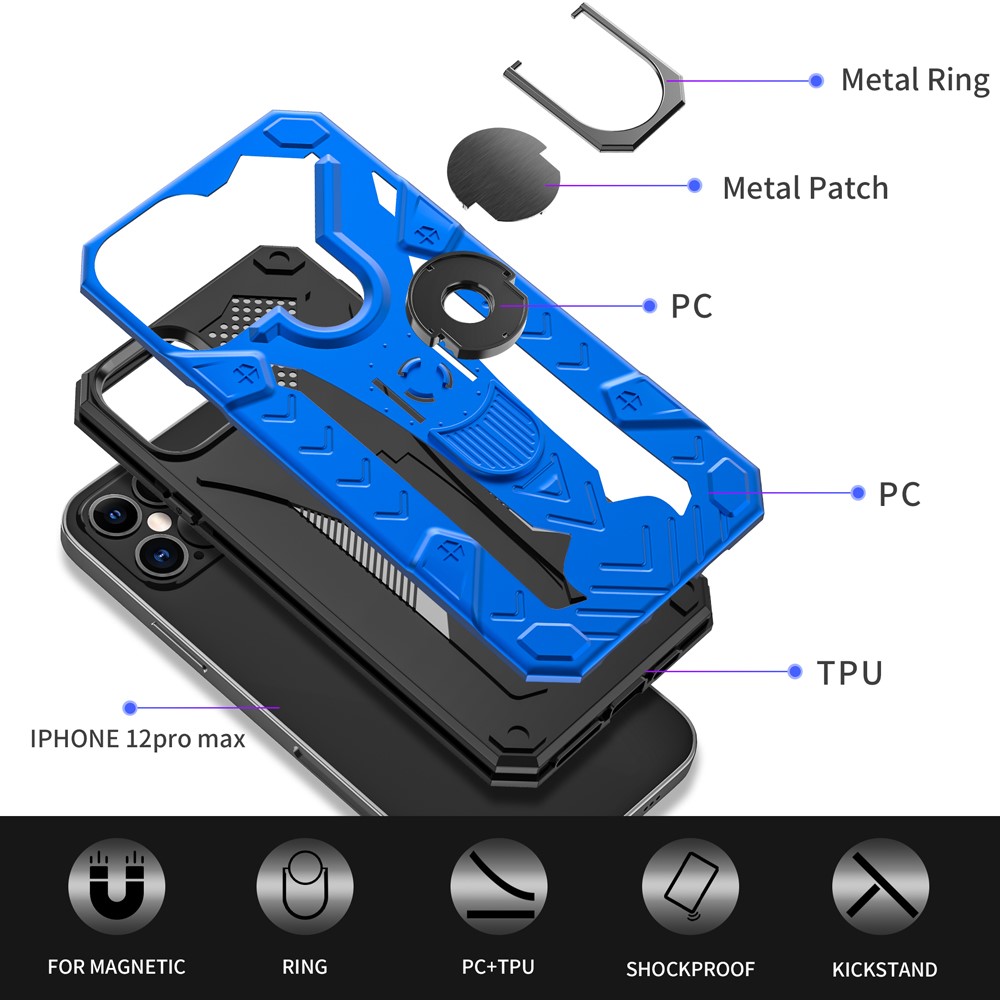 iPhone 12 Pro Max - Armor Ring Skal - Bl