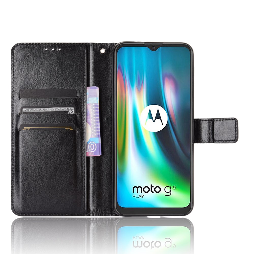 Motorola Moto G9 Play / E7 Plus - Crazy Horse Fodral - Svart
