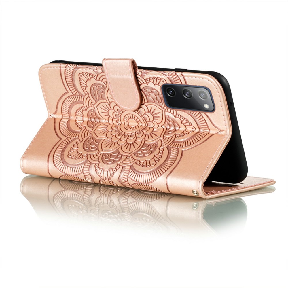 Samsung Galaxy S20 FE - Mandala Lder Fodral - Rosguld
