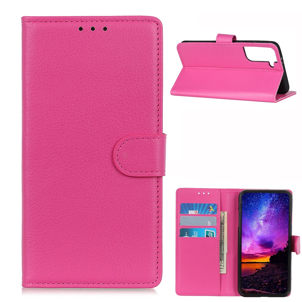 Samsung Galaxy S21 - Litchi Textur Fodral - Rosa