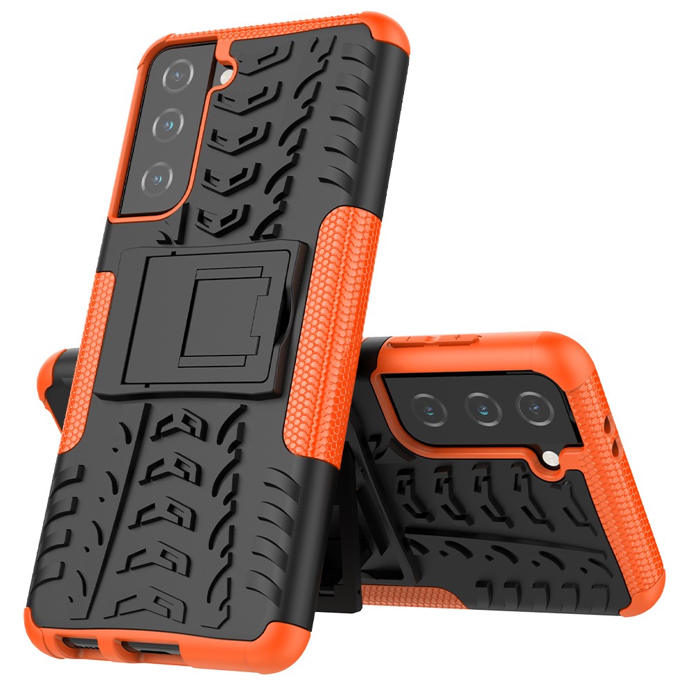 Samsung Galaxy S21 - Ultimata Stöttåliga Skalet med Stöd - Orange