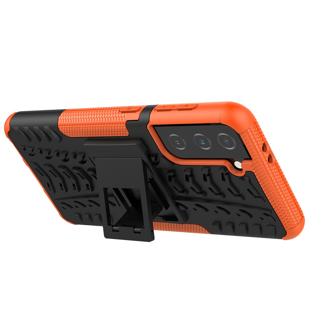 Samsung Galaxy S21 - Ultimata Stöttåliga Skalet med Stöd - Orange