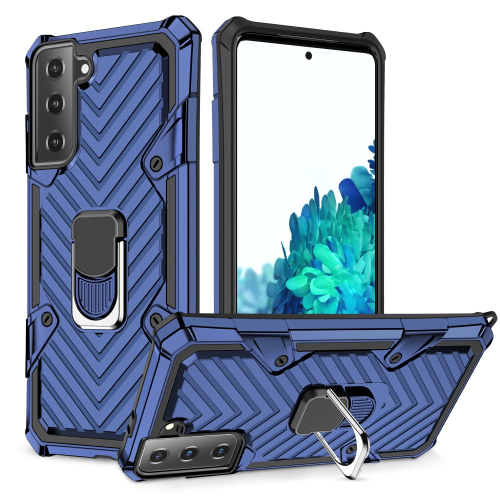 Samsung Galaxy S21 Plus - Shockproof Tyre Ring Skal - Blå