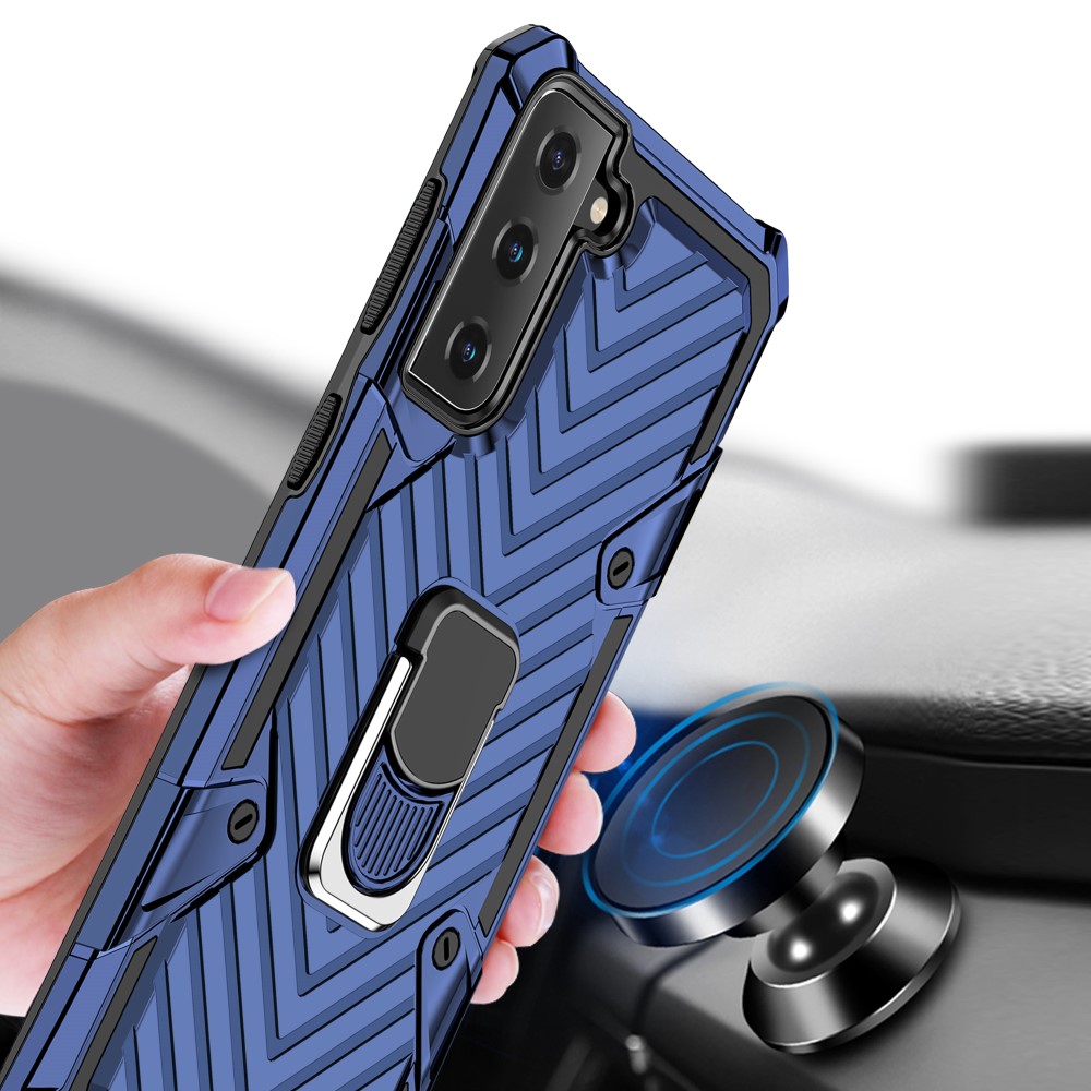 Samsung Galaxy S21 Plus - Shockproof Tyre Ring Skal - Blå