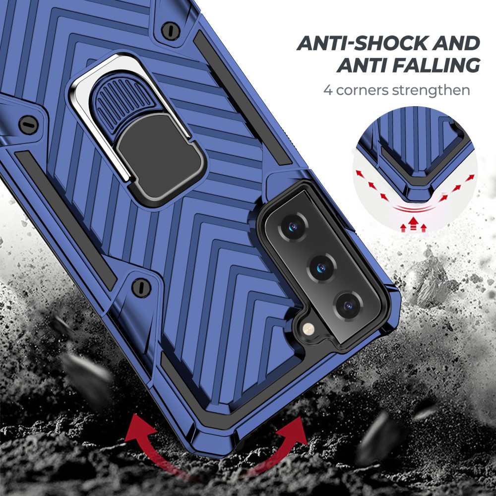 Samsung Galaxy S21 Plus - Shockproof Tyre Ring Skal - Blå