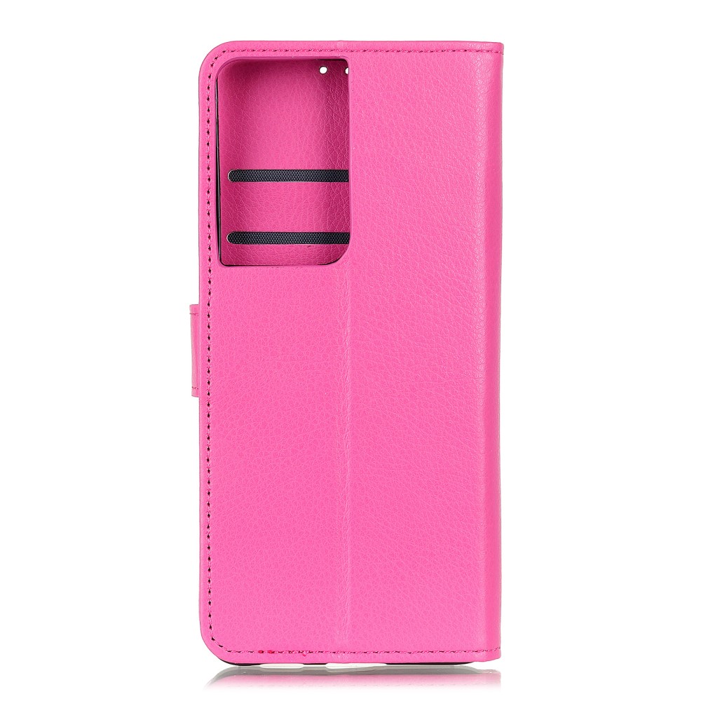 Samsung Galaxy S21 Ultra - Litchi Lder Fodral - Rosa
