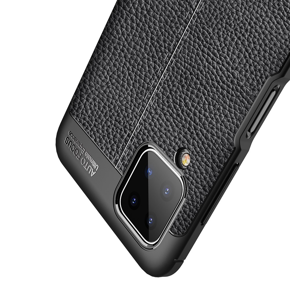 Samsung Galaxy A12 - Litchi Textur Skal - Svart