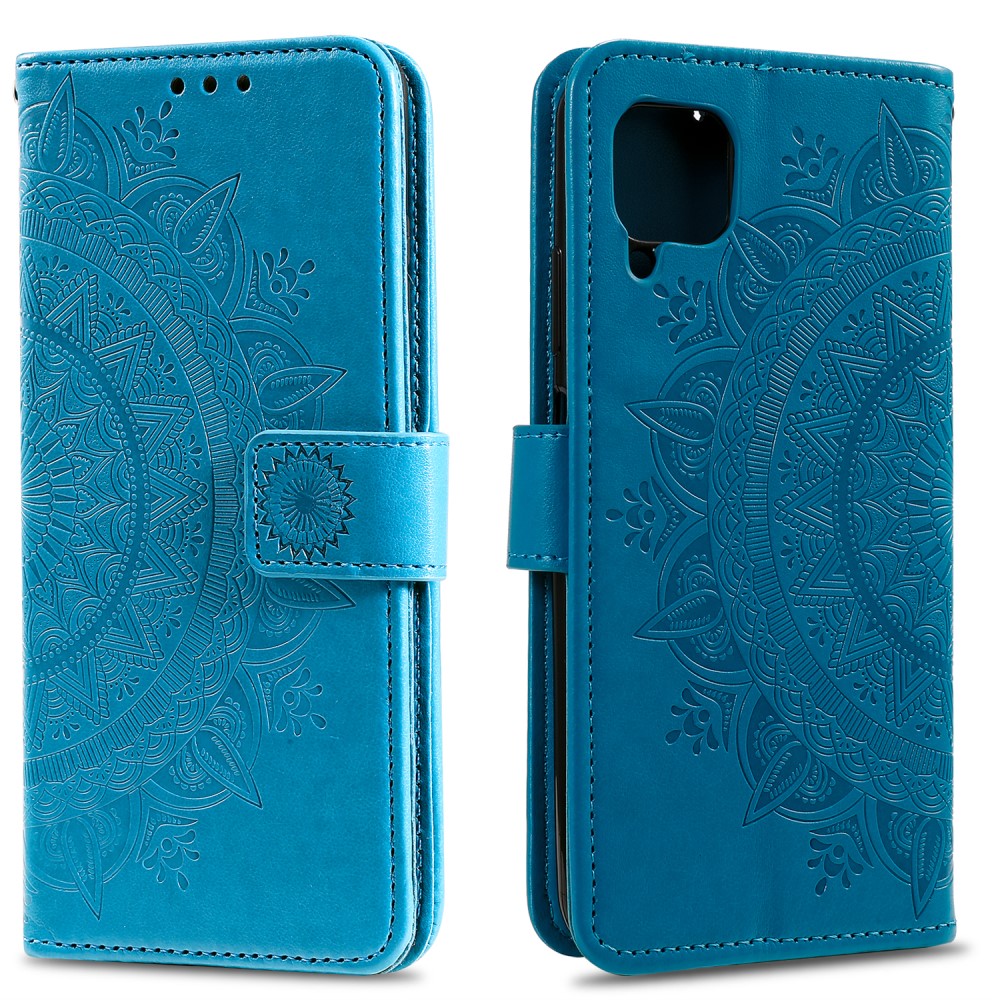 Samsung Galaxy A12 - Mandala Läder Fodral - Blå