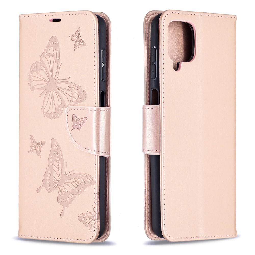 Samsung Galaxy A12 - Butterfly Plnboksfodral - Rosguld