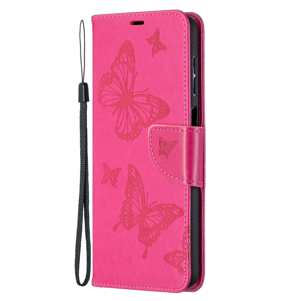 Samsung Galaxy A12 - Butterfly Plnboksfodral - Rosa
