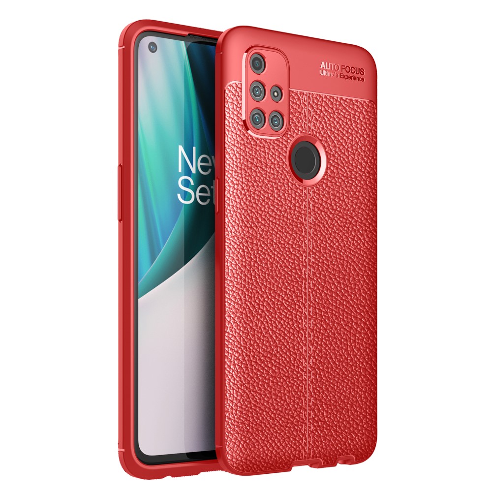 OnePlus Nord N10 5G - Litchi Textur Skal - Rd