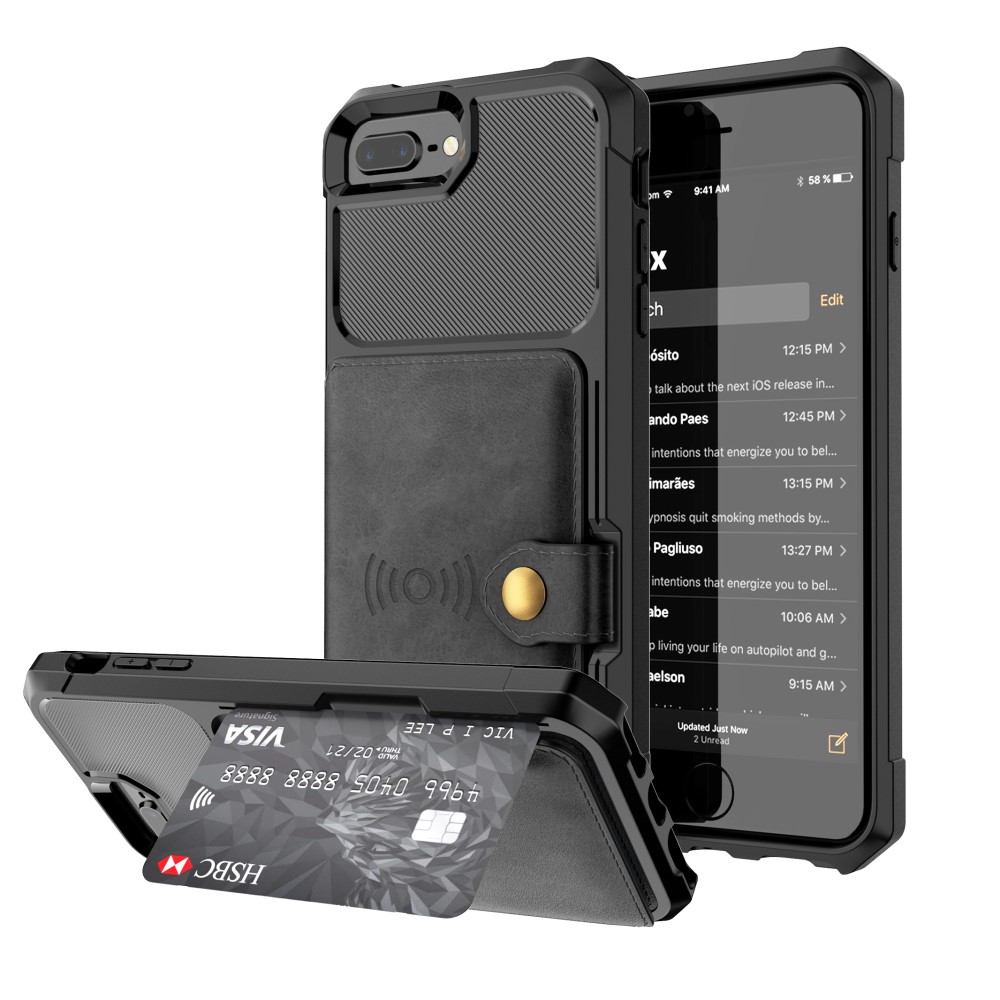iPhone 6/6S/7/8 Plus - Skal Med Magnetiskt Plnbok - Svart