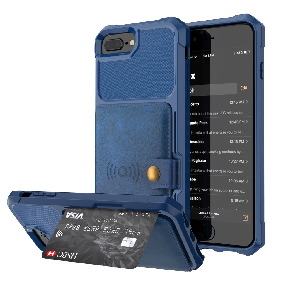 iPhone 6/6S/7/8 Plus - Skal Med Magnetiskt Plnbok - Bl