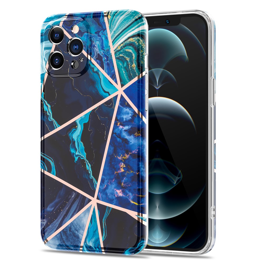 iPhone 12 Pro Max - Lyxigt Marmor TPU Skal - Bl