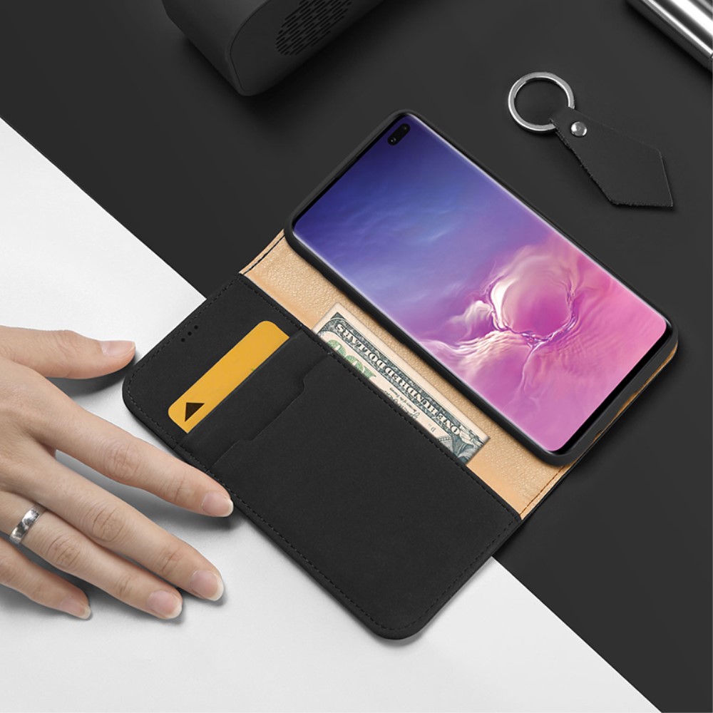 Samsung Galaxy S10 Plus - DUX DUCIS Äkta Läder Fodral - Svart