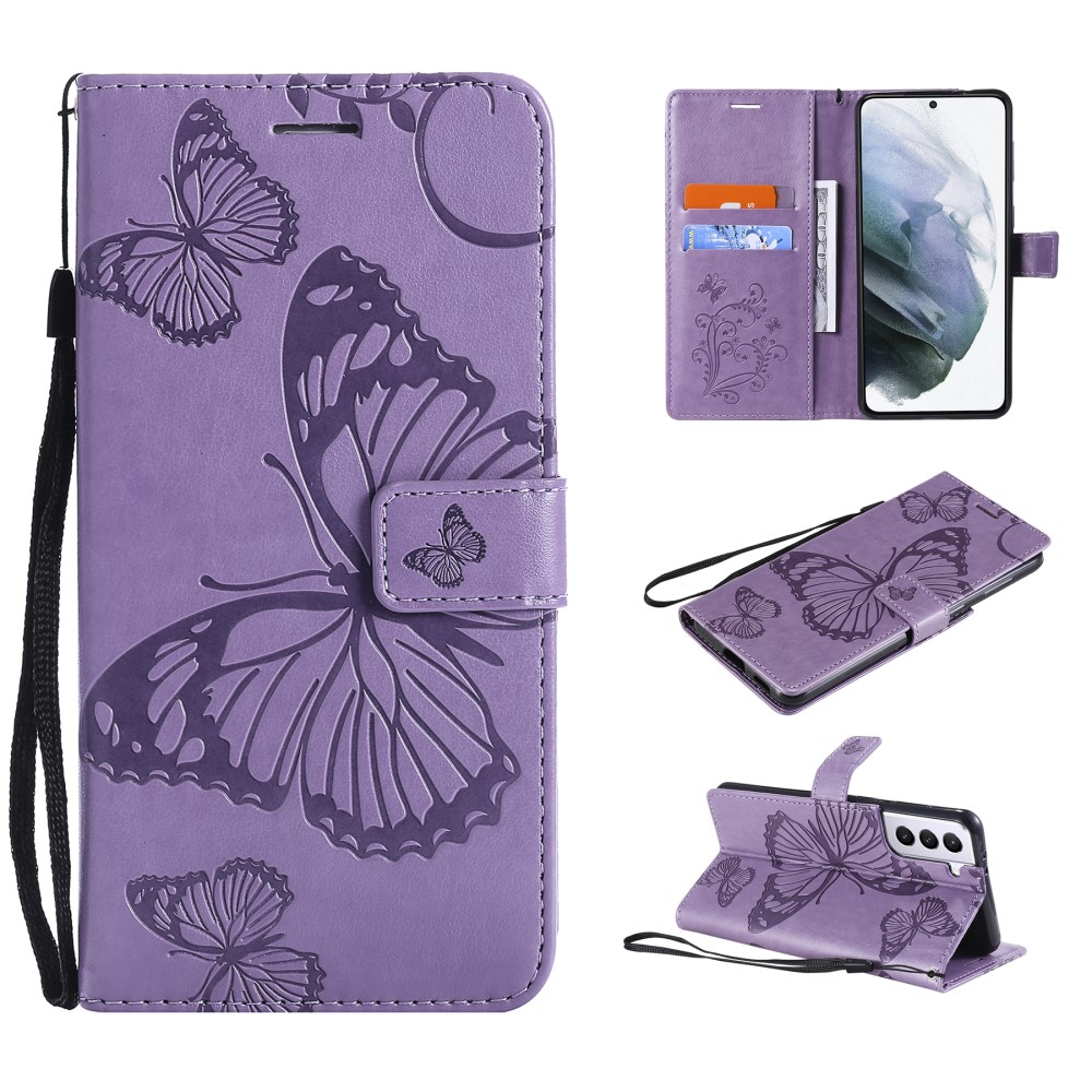 Samsung Galaxy S21 - Butterfly Lder Fodral - Lila