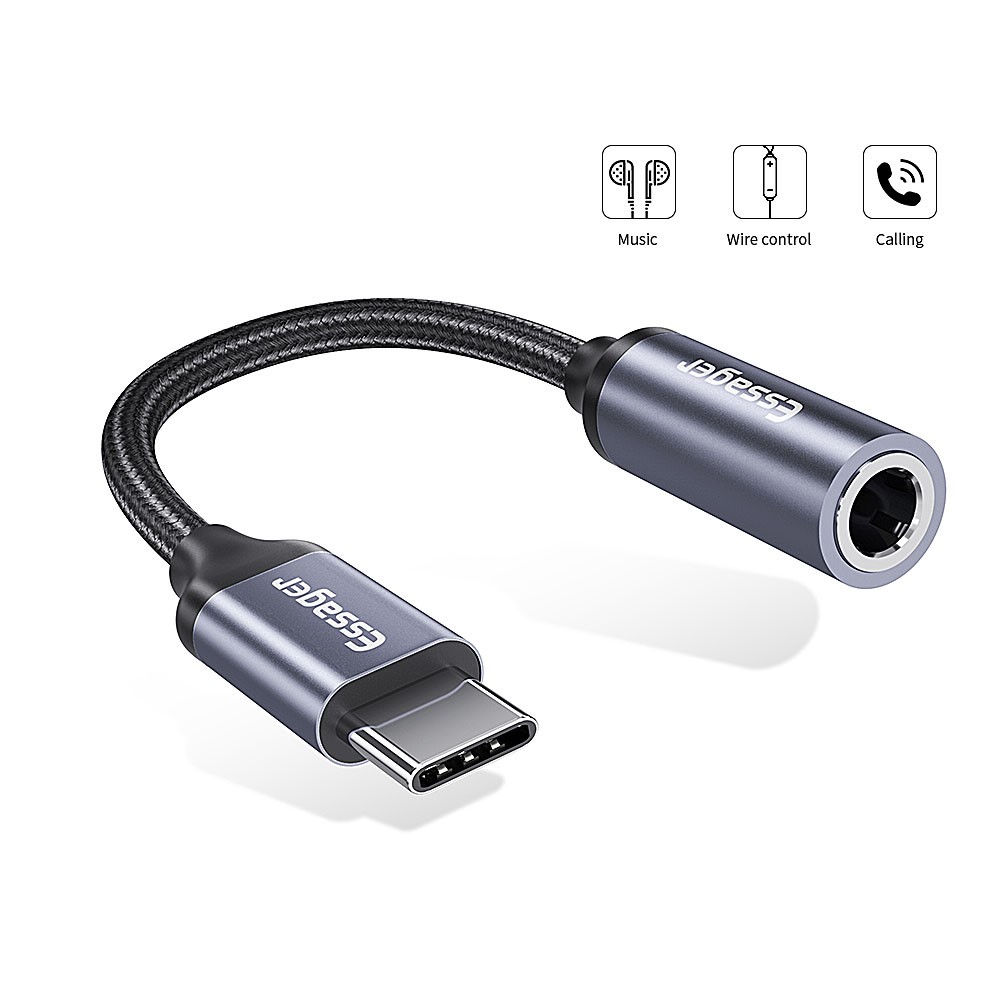 ESSAGER USB-C till 3.5mm AUX Adapter, DAC - Gr