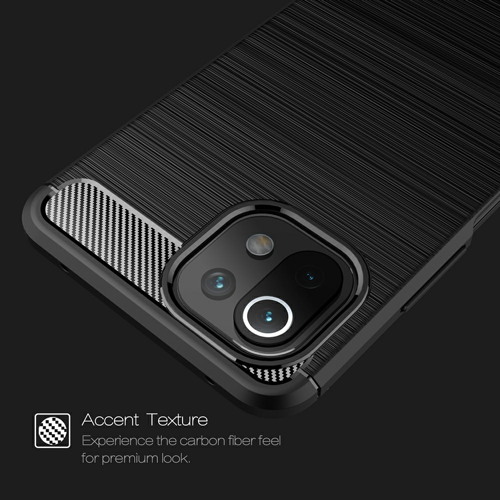 Xiaomi Mi 11 Lite - Borstad Stl Textur Skal - Bl