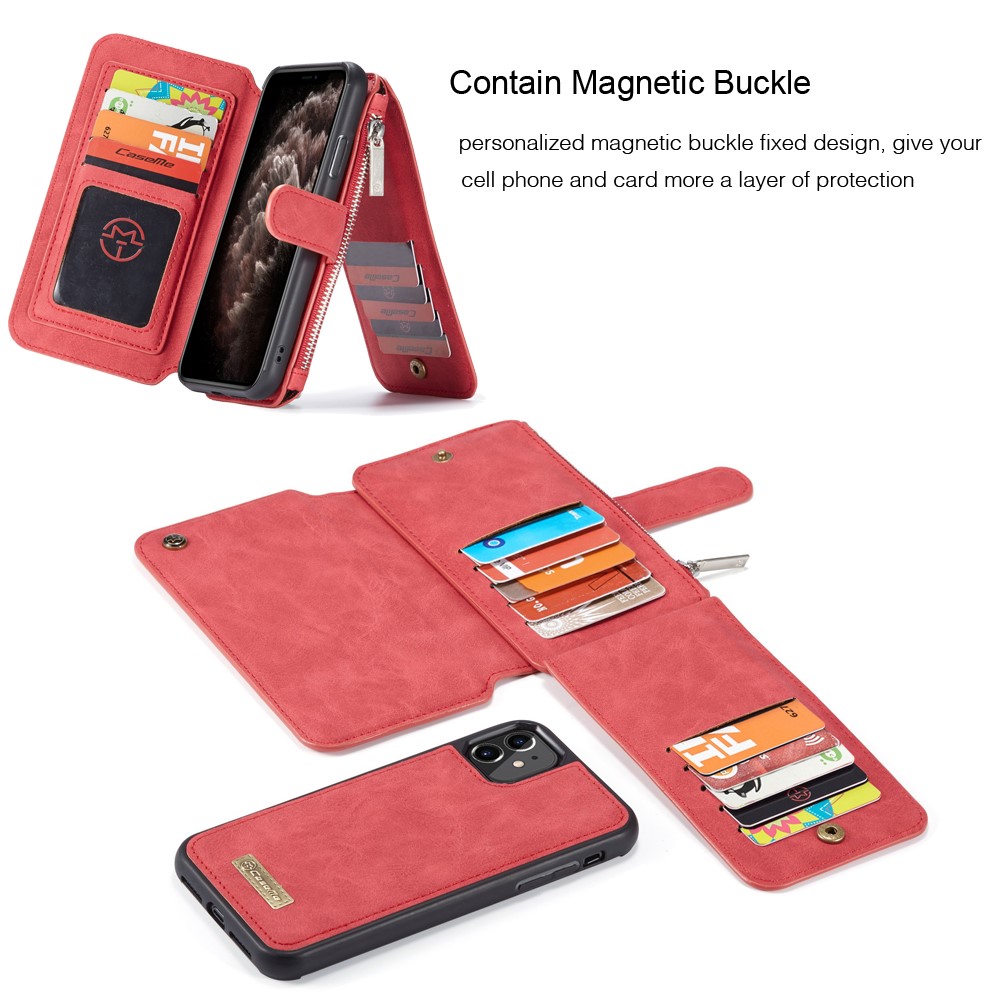 iPhone 11 - CASEME 2in1 Multifunktionellt Magnet Fodral - Rd