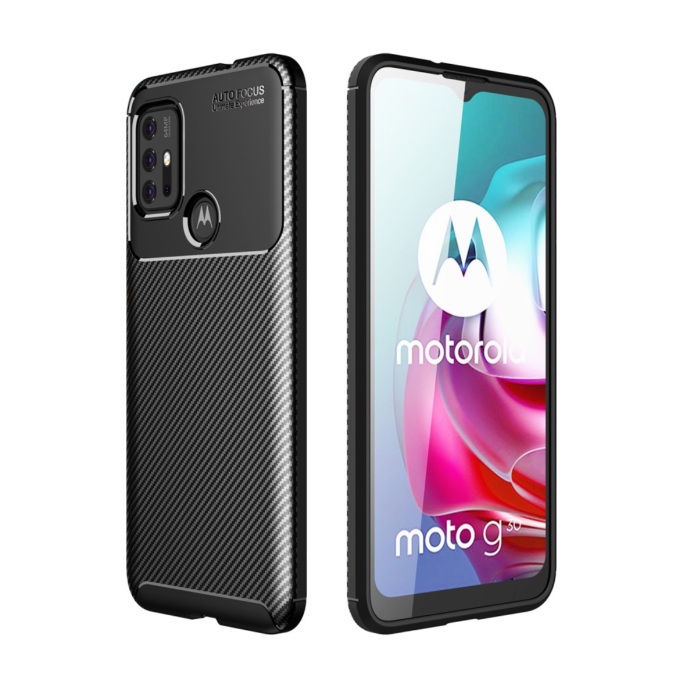 Motorola Moto G10/G20/G30 - Kolfiber Textur Skal - Svart