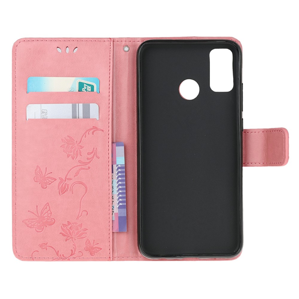 Motorola Moto G10/G20/G30 - Tryckt Flower/Butterfly Fodral - Rosa