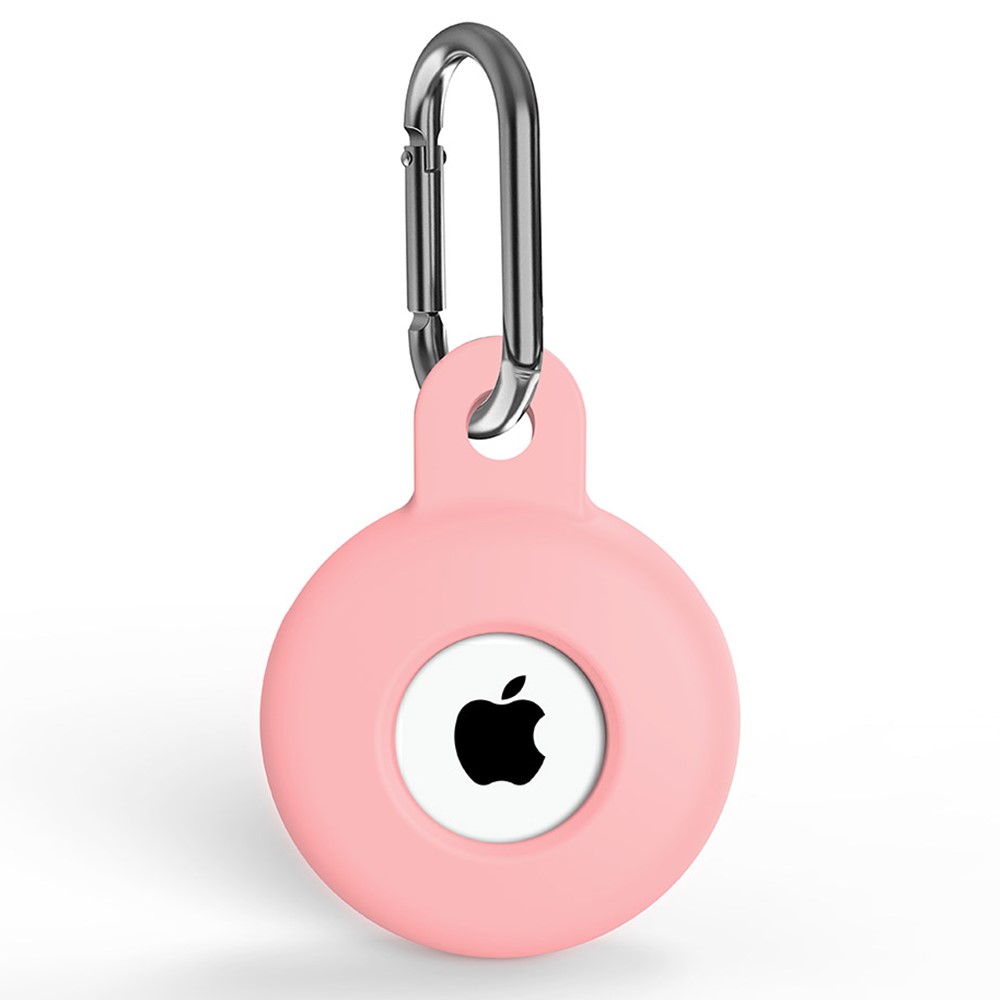 Apple AirTag Hllare Med Karbinhake I Silikon - Ljus Rosa