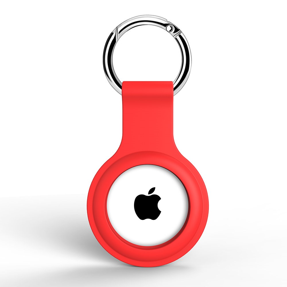 Apple AirTag Hllare Med Nyckelring I Silikon - Rd