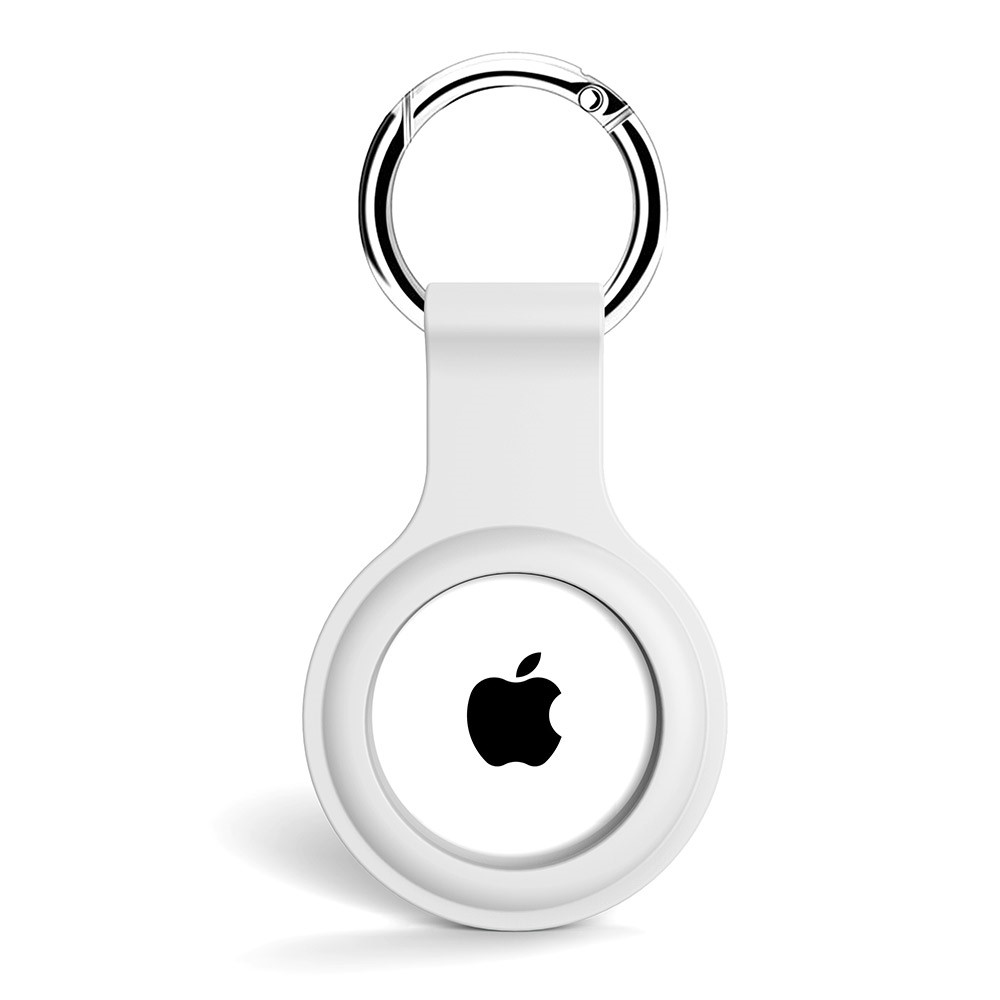 Apple AirTag Hllare Med Nyckelring I Silikon - Vit