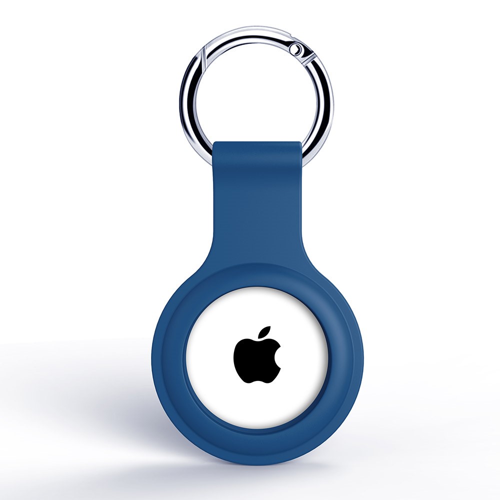 Apple AirTag Hllare Med Nyckelring I Silikon - Mrk Bl