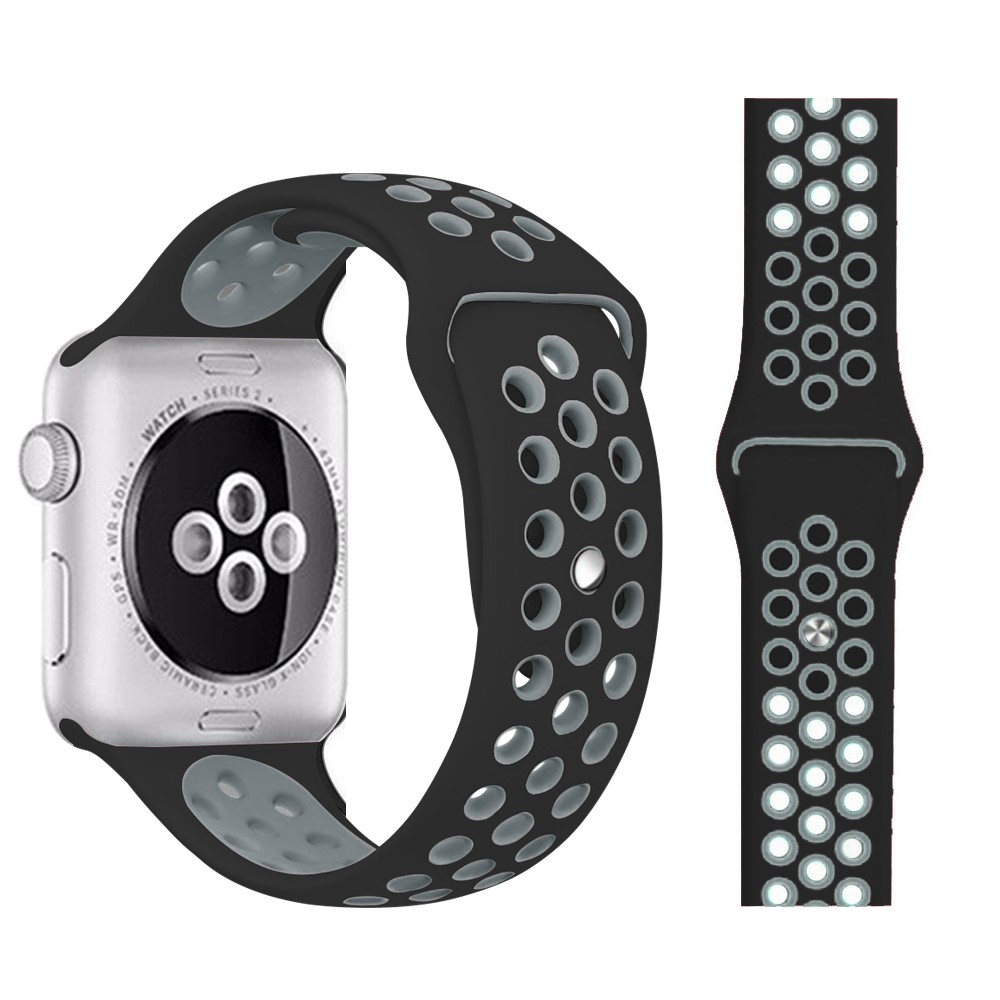 Ihligt Silikon Armband Apple Watch 41/40/38 mm (M/L) - Svart/Gr