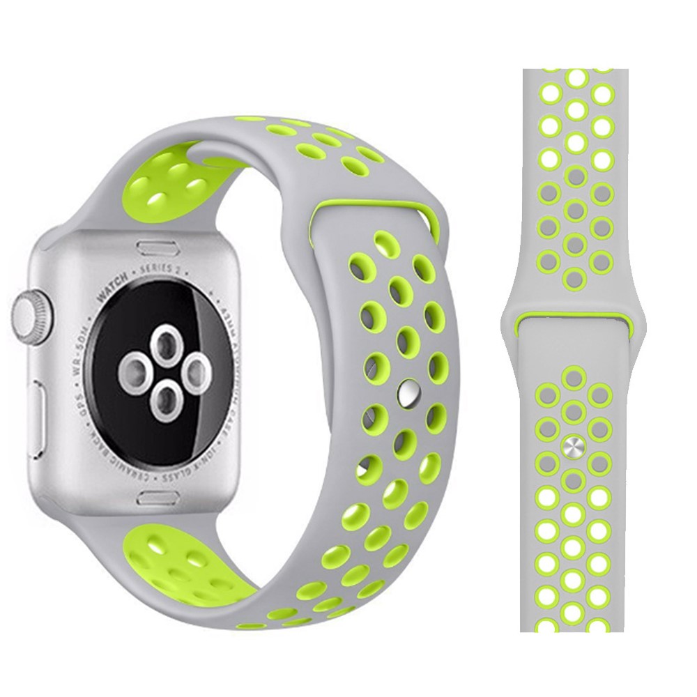 Ihligt Silikon Armband Apple Watch 41/40/38 mm (M/L) - Gr/Fluorescent Grn