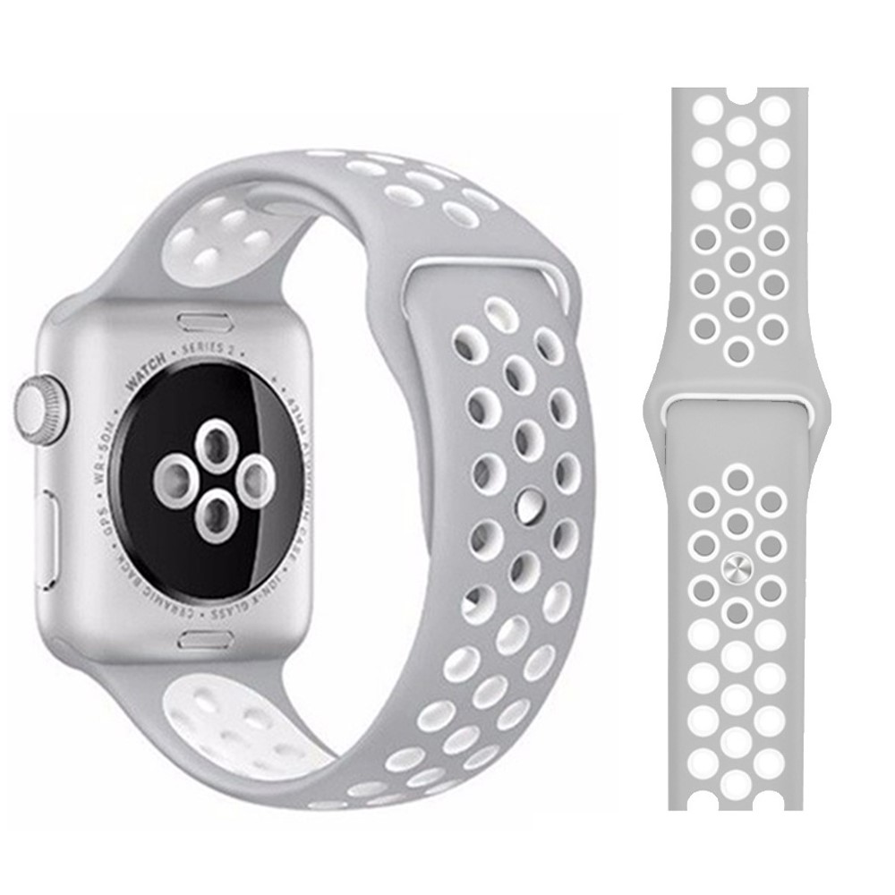 Ihligt Silikon Armband Apple Watch 41/40/38 mm (M/L) - Gr/Vit