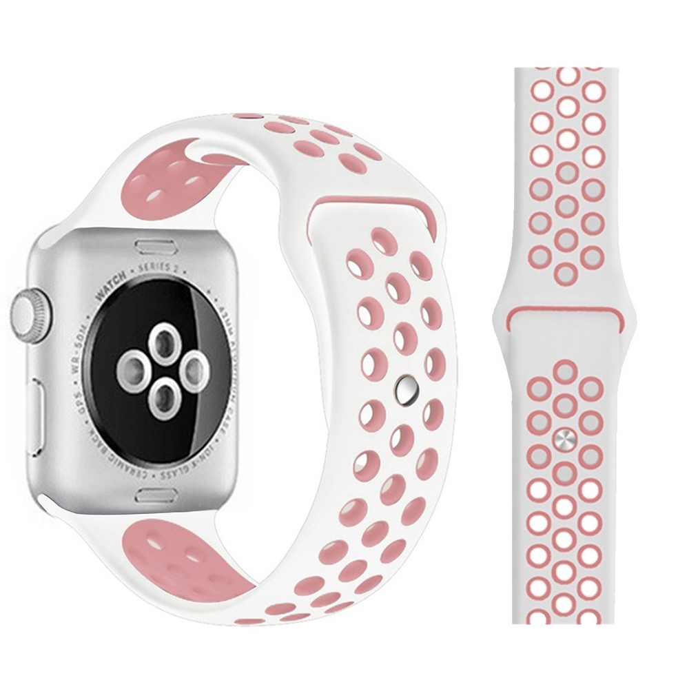 Ihligt Silikon Armband Apple Watch 41/40/38 mm (M/L) - Vit/Rosa