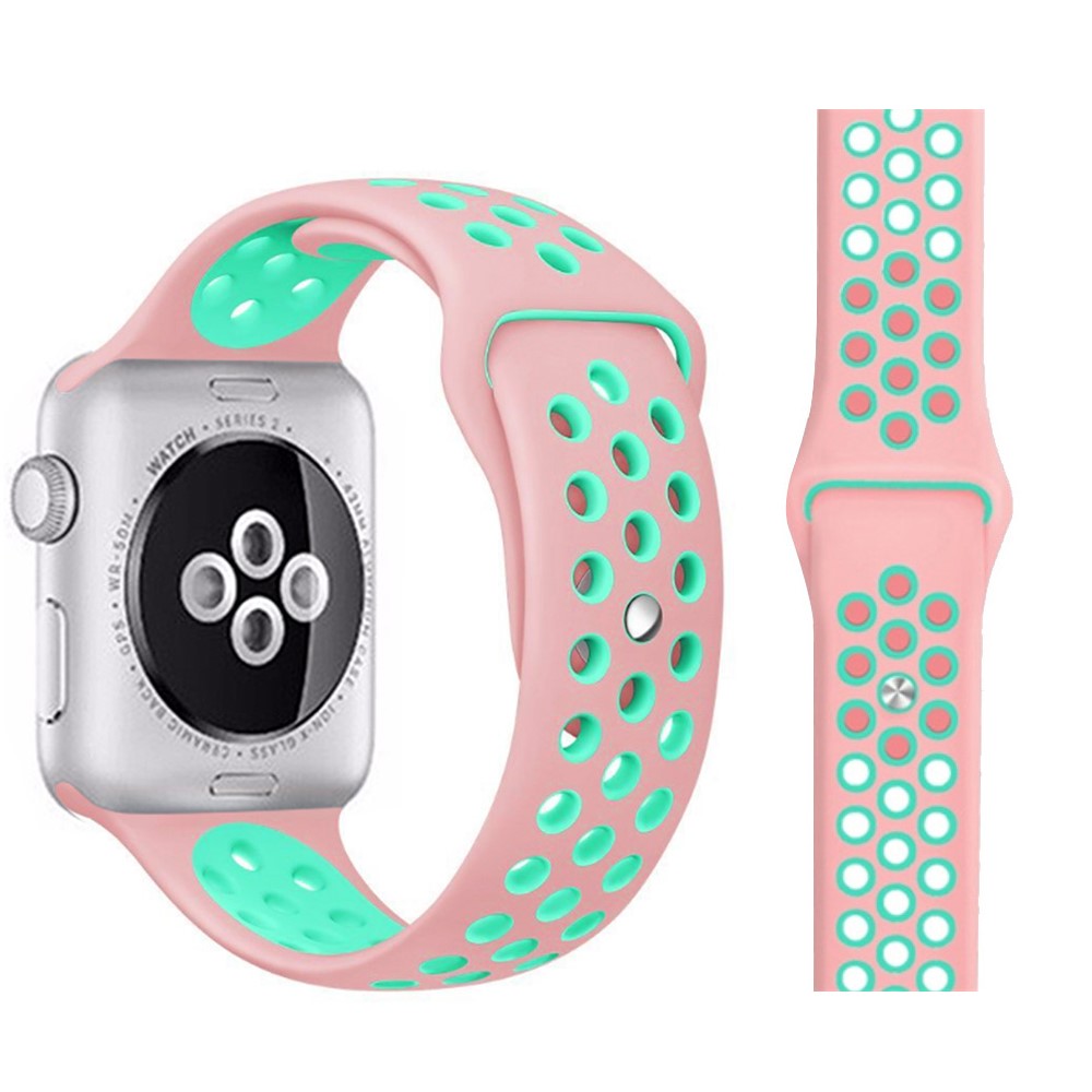 Ihligt Silikon Armband Apple Watch 41/40/38 mm (M/L) - Rosa/Mint