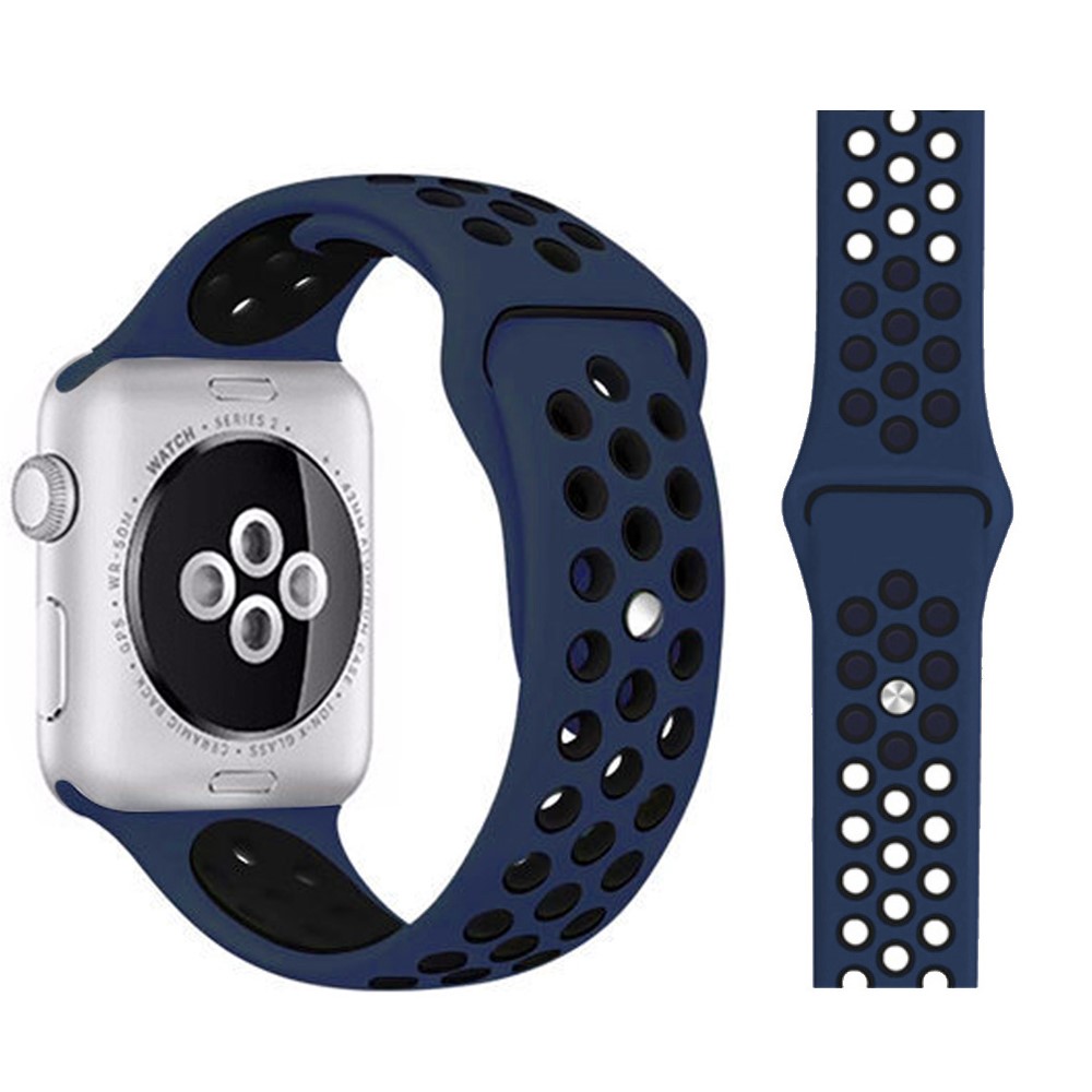 Ihligt Silikon Armband Apple Watch 41/40/38 mm (M/L) - Mrk Bl/Svart